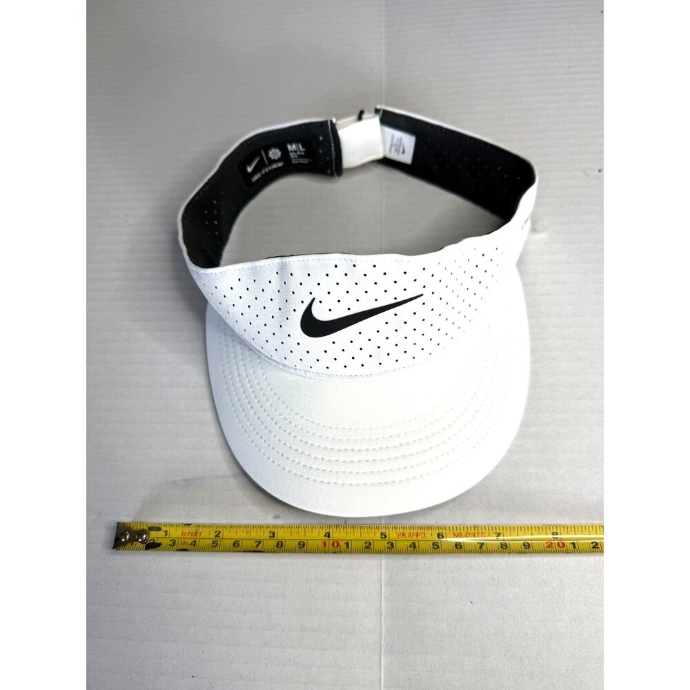 Nike Dri-Fit Court Advantage Ace White Visor Hat M/L Tennis Golf Mens Womens